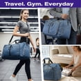 thumbnail image 6 of Fosmon Large Duffle Bag for Travel 65L , 24" Foldable Carry On Travel Bag With Shoe Compartment, Adjustable Shoulder Strap and Padded Handle for Gym Weekender Women and Men , Blue, 6 of 6