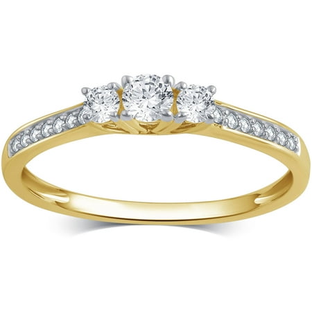 1/4 Carat T.W. Round Diamond 10kt White Gold 3-Stone Plus Engagement Ring, I-J/I2-I3
