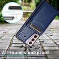 thumbnail image 7 of Phone Case for Samsung Galaxy S21 Glaxay S 21 5G 6.2 inch with Tempered Glass Screen Protector and Credit Card Holder Wallet Cover Stand Leather Cell Accessories Gaxaly 21S G5 Cases Women Men Blue, 7 of 7