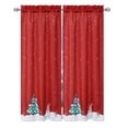thumbnail image 1 of Christmas Curtains for Kitchen Cute Snowman and Xmas Green Tree Window White Snowflake Pattern in Red Background for Bedroom Bathroom, 27 x 45 inch,1 Panel, 1 of 7