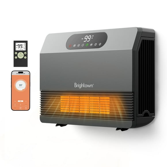 Calefactor de pared Brightown 1500W inteligente con control remoto y Alexa, gris