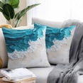 thumbnail image 2 of Watercolor Beach Wave Outdoor Pillow Covers Pack of 2 Abstract Blue Ocean Waterproof Throw Pillow Covers Decorative Cushion Cases for Patio Garden Tent Balcony Couch 16x16 inch, 2 of 8