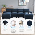 thumbnail image 6 of 110" U Shaped Couch, 6-Seat Cloud Modular Sectional Sofa with Pillows & Armrest, Chenille Upholstered Modular Sofa with Double Chaise Lounge, Grey Sofa Sectionals for Living Room, 6 of 8