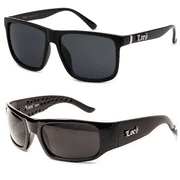 LOCS Hardcore Shades 2 Pack CLASSIC LOCS Black Sunglasses | Mens Gangster Rectangular Cholo Lowrider Shades, 91055 + 9004