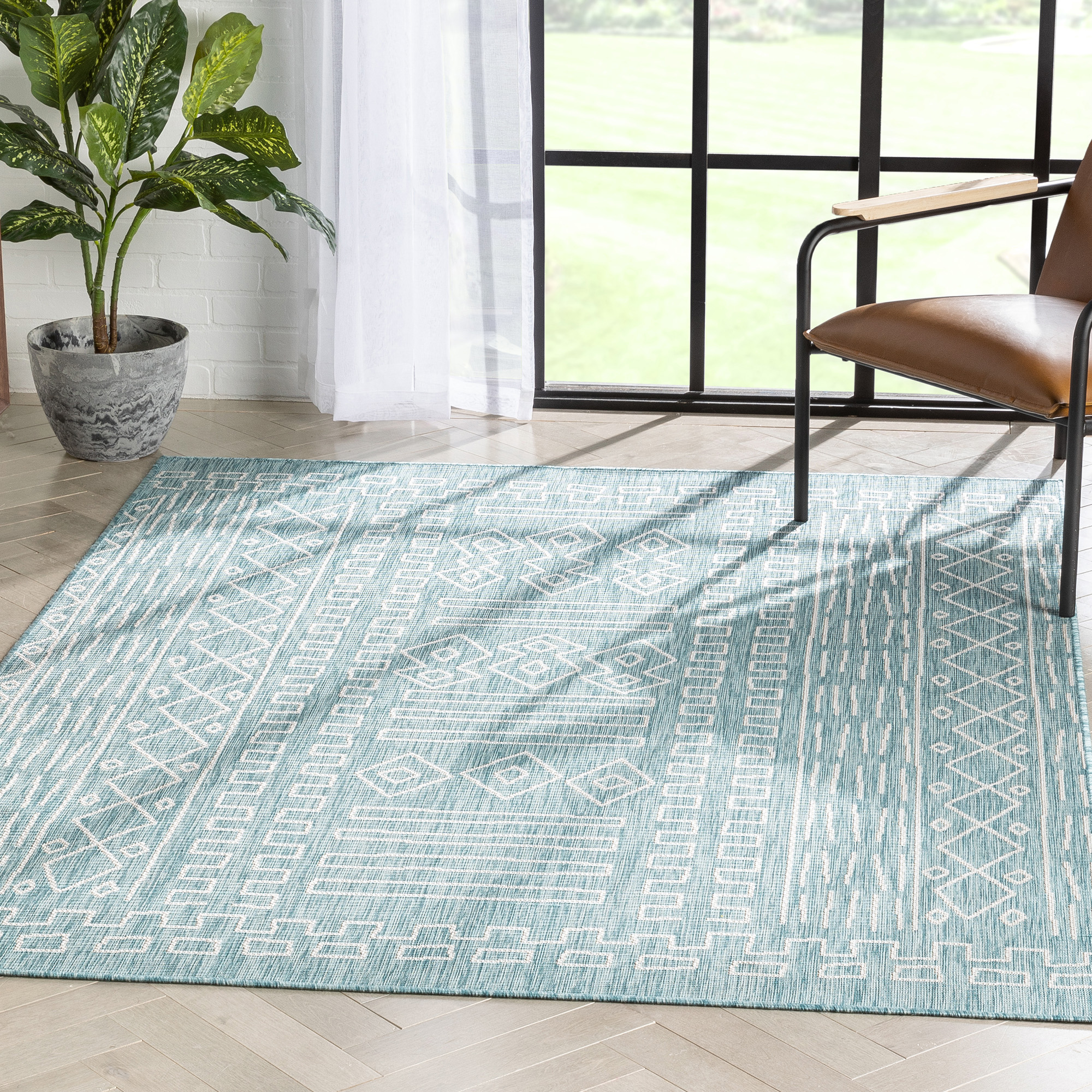 Well Woven Anze Indoor/Outdoor Tribal Pattern Flat-Weave Blue Area Rug ...