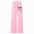 thumbnail image 4 of NIEWTR Girls Wide Leg Casual Joggers Loose Fit Lounge Sweatpants Elastic Waist Drawstring with Pockets Comfortable Spring Pants（A01-Pink,13-14 Years), 4 of 4