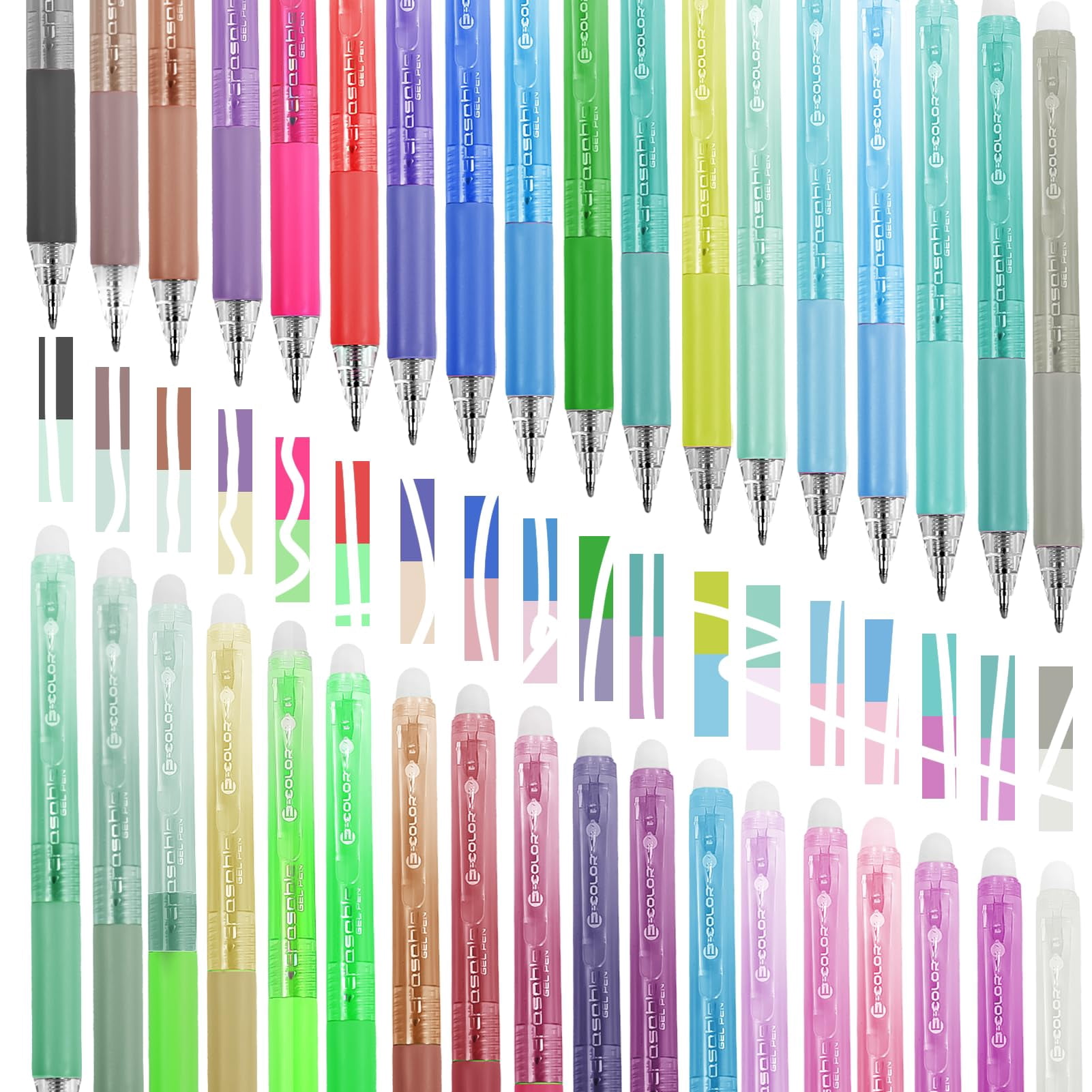 24Pcs Erasable Gel Pens, Retractable Colored Fine Point 0.7 mm, Quick-Drying, Comfort Grip Writing Pens for Drawing, Writing, Planning, and Crossword Puzzles (24 Colors)