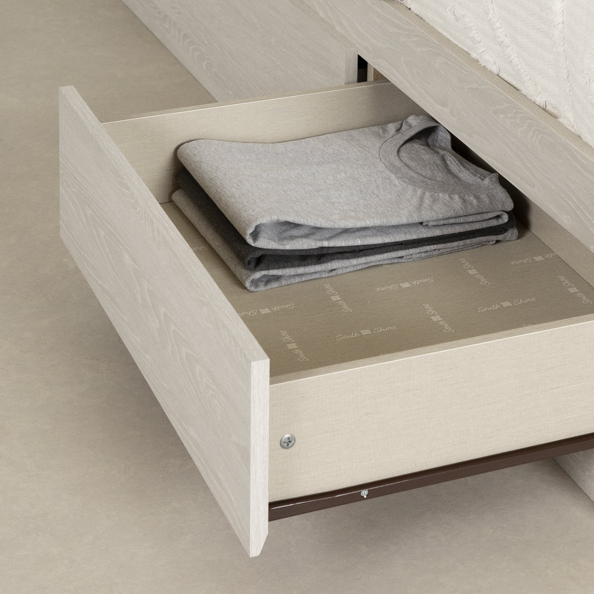 South Shore Fynn Twin Mates Bed with 3 Drawers, in Winter Oak