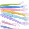thumbnail image 2 of Cuchara de silicona suave para bebé, cuchara de Color caramelo, platos de alimentación para niños, alimentador de seguridad, cuchara de entrenamiento para comer, 2 of 4