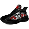 thumbnail image 4 of Customuart Skull and Roses Shoes Womens Running Shoes Black Sneakers Size 14.5, 4 of 5
