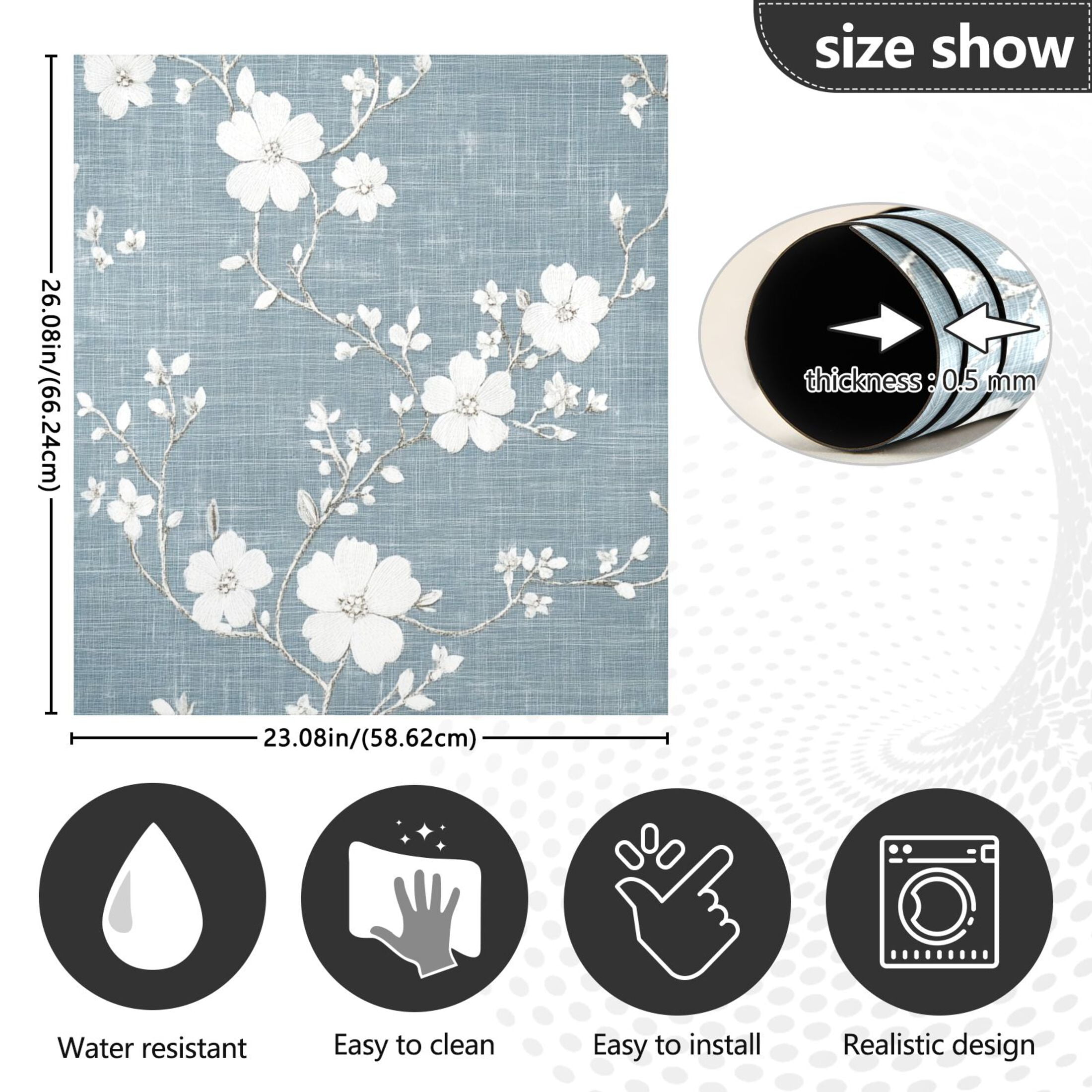 Dishwasher Magnetic Sticker 23x26 Inch Refrigerator Magnetic Sticker Washing Machine Magnetic Sticker Kitchen Panel Magnetic Sticker Home Decor Cloth White Flowers