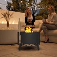 thumbnail image 2 of Outsunny Foyer Extérieur Brasero avec Grille de Cuisson Collecteur de Cendres Tisonnier, Noir, 2 of 10