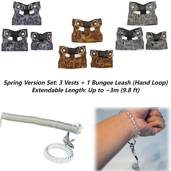 1pc Exclusive Leopard - print Harness and Split - type Leash for Lizards and Chameleons, Must - have for Reptile Outings Spring Version Set
