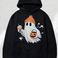 thumbnail image 2 of Cinolinkintera Men's Cotton Hoodie Halloween Ghost Pumpkin Drink Coffee Idea-Man's Halloween Hoodies, Halloween Pumpkins Print Casual Relaxed Soft Knit Pullover Hoodie Sweatshirt, 2 of 9
