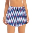 thumbnail image 2 of Vsdgher Nautical Anchors Print Women's Running Double Layer Shorts High Waisted with Pockets Elastic Yoga Workout Athletic Gym Sports, 2 of 8