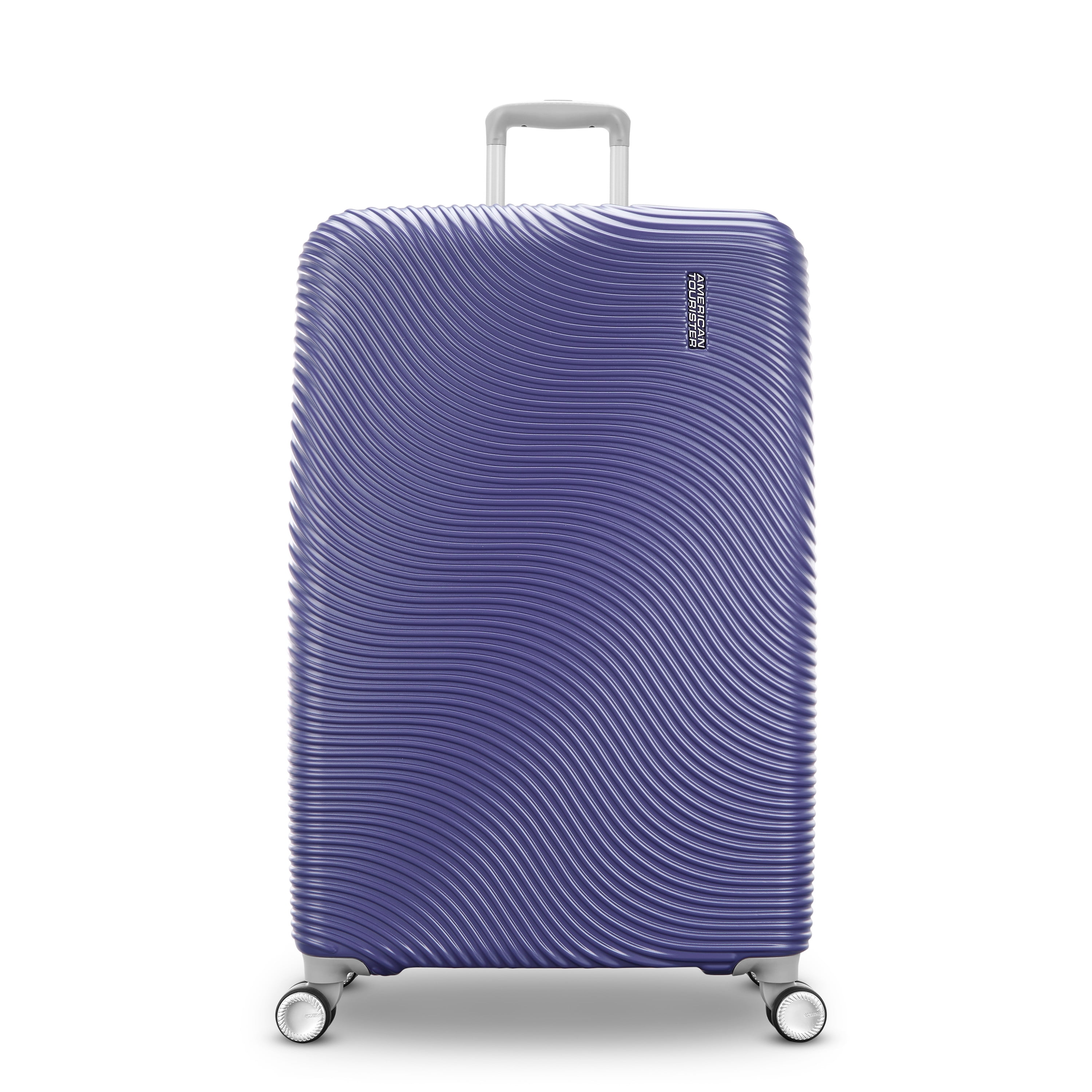 American Tourister Color Waves Large Checked Expandable Luggage Suitcase with Spinner Wheels, Dusk Purple