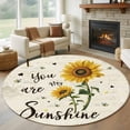 thumbnail image 2 of Round Rugs 6 Ft, Sunflowers Pastoral Non Slip Area Rugs for Kitchen Bedroom Entryway, Bees Country Botanical Retro Beige Washable Carpet Runner Rug Floor Mats for Bedroom Home Decor, 2 of 9