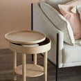 thumbnail image 3 of Bouclair Table d'Appoint Ronde en Bois Naturel avec Dessus Relevable, 3 of 10