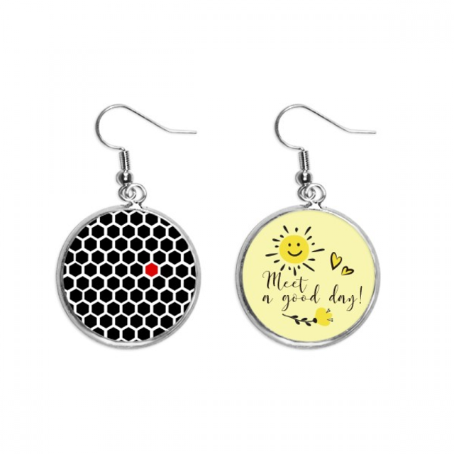 Linea de arte ilustración patrón grano Hexagonal Pendiente Sol Flor Pendiente Joyas Moda Unbranded M