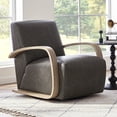 thumbnail image 4 of CHITA Swivel Accent Chair with U-shaped Wood Arm for Living Room Beedroom, Fossil Gray Faux Leather&Gray Wood, 4 of 11