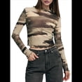 thumbnail image 1 of Camiseta de Transparente para Mujer, Top Corto de Larga con Estampado de Dinero A , Camisetas Ajustadas. Teñido Anudado M, 1 of 10