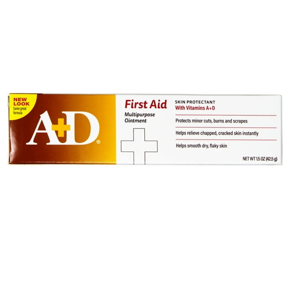 A D First Aid Healing Ointment, Moisturizing Skin Protectant for Minor Cuts, Burns and Scrapes, Helps Smooth Dry, Flaky Skin, 1.5 OZ