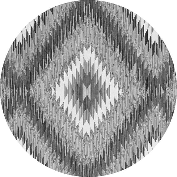 Ahgly Company Indoor Round Southwestern Gray Country Area Rugs, 4' Round
