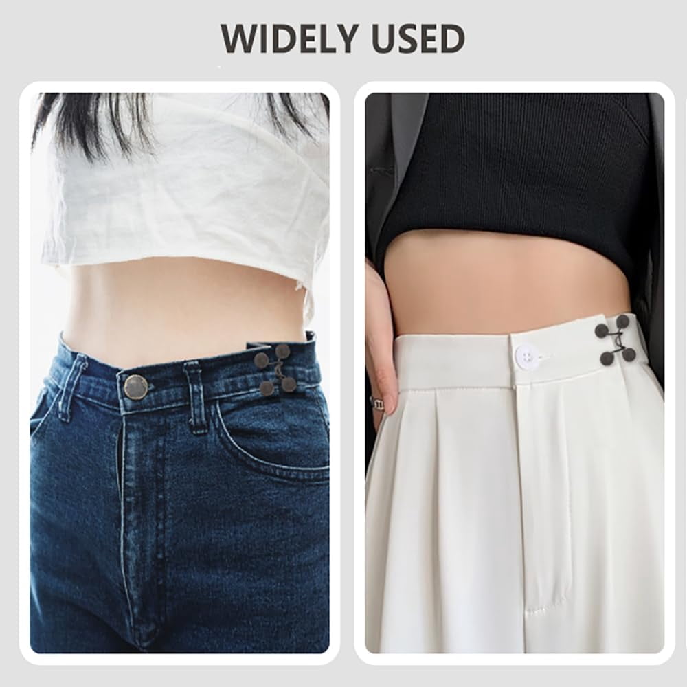 Adjustable Waist Buckle, Pants Waist Adjuster Clips, Pants Waist Adjuster Clips, Denim Buttons 6P