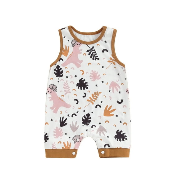Musuos Baby Boy Casual Tank Romper 3M 6M 12M 18M Dinosaur Print Round Neck Sleeveless Jumpsuit Ifant Summer Clothes