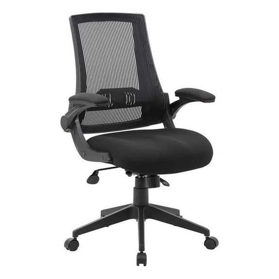 UrbanPro Modern Mesh Fabric/Nylon Swivel Flip Arm Office Chair in Black