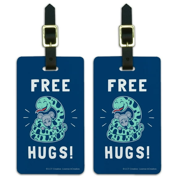 Free Hugs Boa Constrictor Snake Funny Humor Luggage ID Tags Suitcase Carry-On Cards - Set of 2