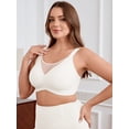 thumbnail image 6 of DEMOTIME Womens Bras No Underwire Soft Light Support Bras Seamless Everyday Bras White L, 6 of 7