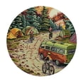 thumbnail image 4 of Orinice Camper Van Trees Tents Round Table Cover Stain Resistant Washable Indoor Outdoor Tablecloth Kitchen Dining Wedding Parties Outdoor Fitted 100% Polyester Fiber 54-58, 4 of 8