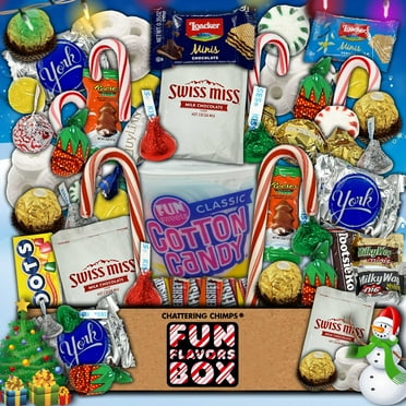 Fun Flavors Box Chocolate Candy Snack Care Package - 50 Snacks Variety Assortment of Candy, Sweets, Chocolate, Mints, Cotton Candy Snacks Gift Box