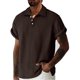 thumbnail image 1 of Blusa y camisa de manga corta con cuello vuelto para hombre, informal, a la moda, con botones, lisa, de poliéster., 1 of 7