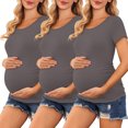 thumbnail image 6 of Women's Maternity Shirts Crew Neck Short Sleeve Top Casual Loose Tee Side Ruched Pregnancy Clothes, 6 of 8