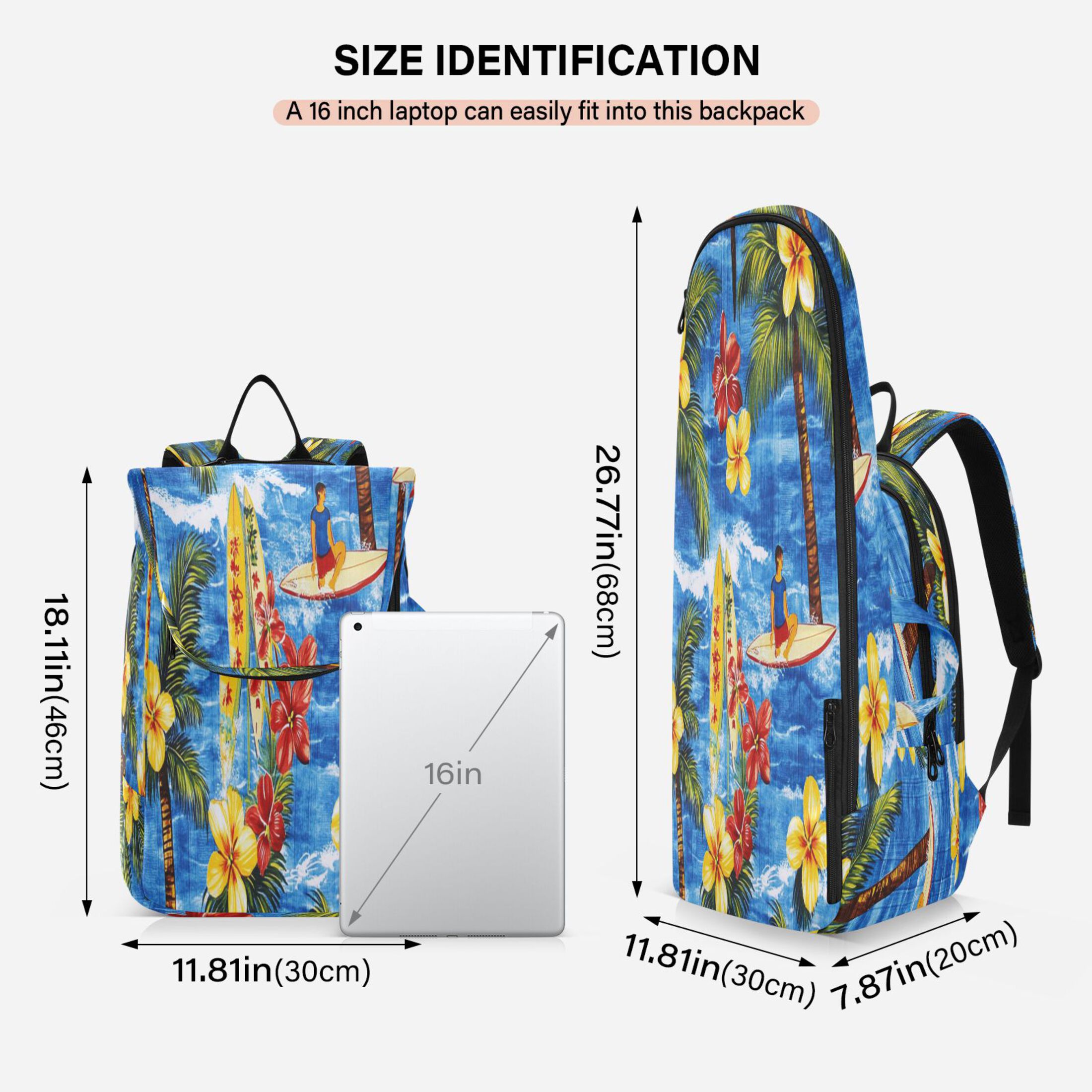 2 Racquet Holder Tennis Backpack Tennis Racket Covers Gym Bags Bright Blue Hawaiian