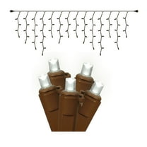 Vickerman 70 Pure White LED Icicle Light on Brown Wire, 9' Christmas Light Strand.