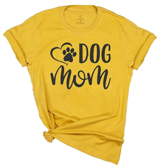Blue Box Boutique Inc Mustard Yellow Dog Mom Shirt | Dog Lover Shirt, Dog Parent Shirt - Medium