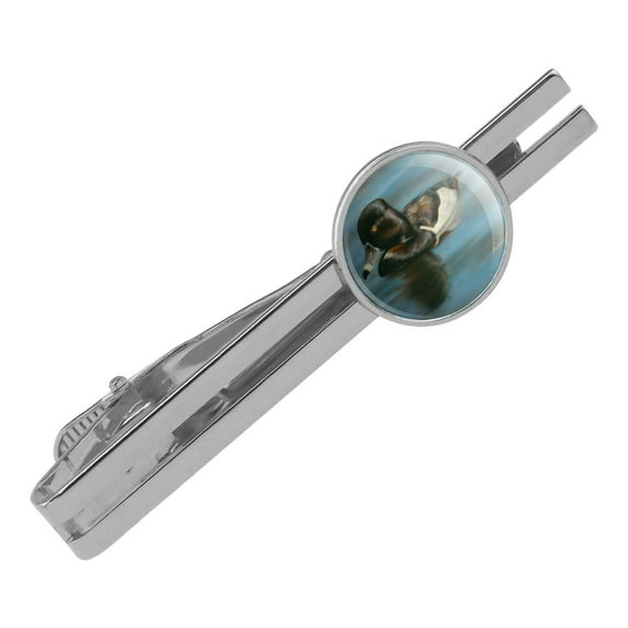 Ring-Necked Duck Round Tie Bar Clip Clasp Tack Silver Color Plated