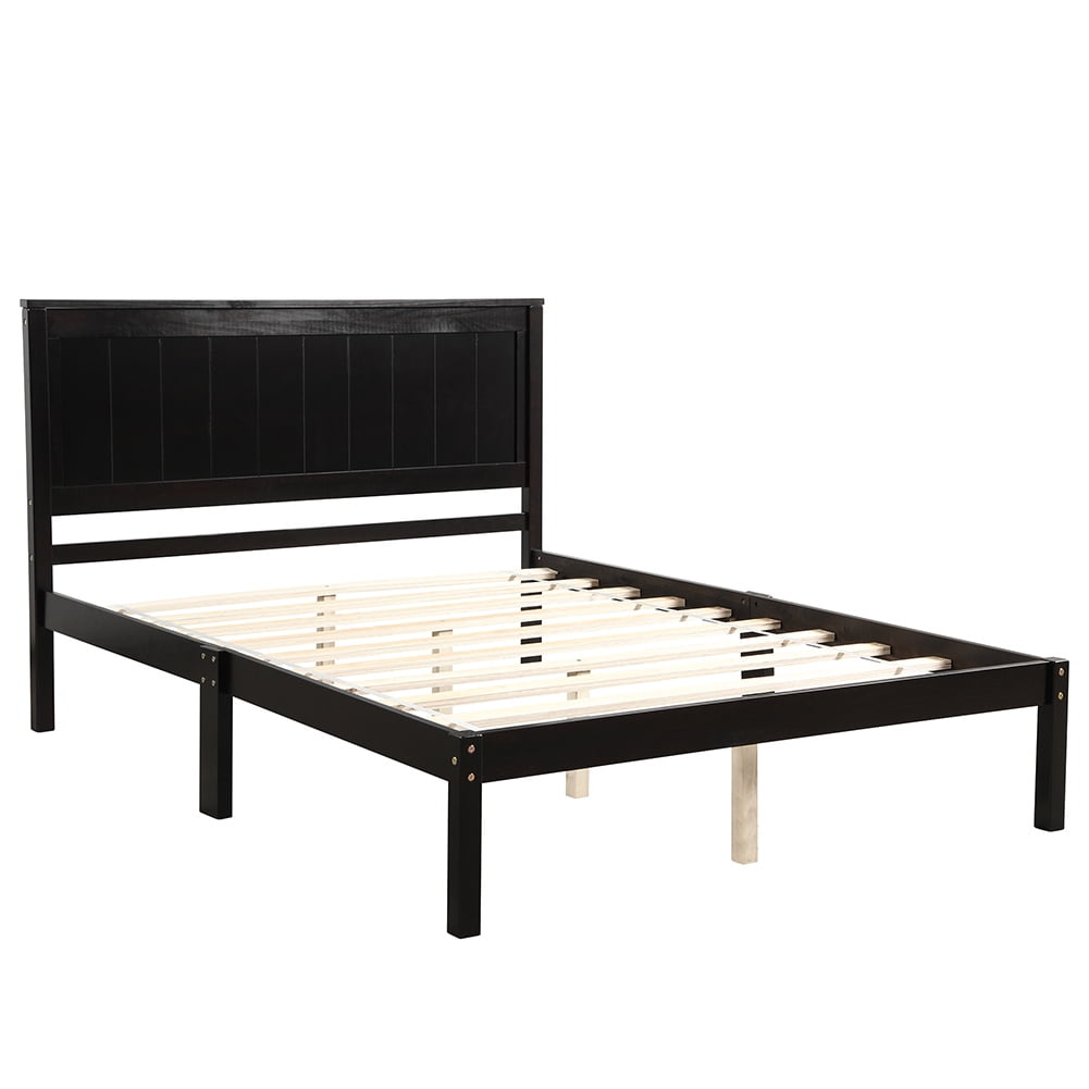 Resenkos Full Size Wood Platform Bed with Headboard, Pine wood Frame with Wood Slat Support,Espresso Resenkos Full Size Wood Platform Bed with Headboard, Pine wood Frame with Wood Slat Support,Espresso