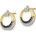 thumbnail image 2 of 14K Yellow Gold Polished Sapphire And Diamond Star Circle Post Earrings (Width 11) (Length 14) - Jbsp, 2 of 5