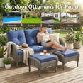 thumbnail image 3 of Unnifurnzi Patio Ottoman Set of 2-All Weather Wicker Outdoor Footstool with Removable Cushions Outdoor Olefin Fabric Outdoor Foot Rest for Deck Porch Balcony Garden-Gray/Blue, 3 of 7