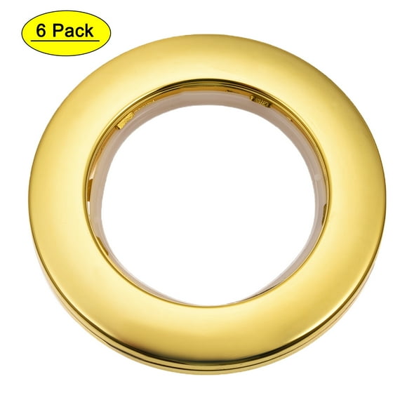 Unique Bargains Curtain Grommets Plastic 1.5 Inch Inner Dia Drapery Eyelet Rings for Window Curtain Rods Gold Tone 6 Pcs