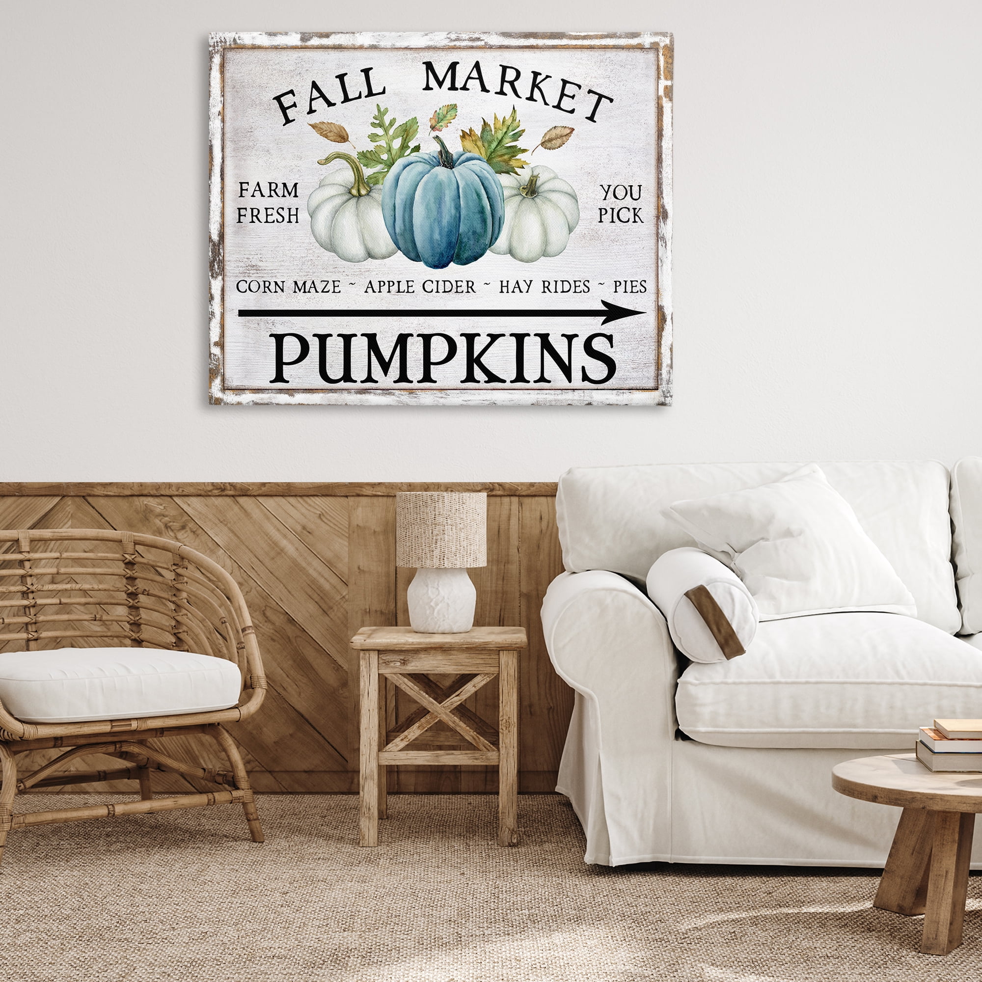 Stupell Industries Fall Market with Arrow Holiday Painting Gallery Wrapped Canvas Art Prints Wall Art, 48 x 36