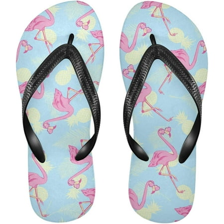 

Beautiful Pink Flamingo Tropical Palm Leaves Pineapple Flip Flops Sandals for Women/Men Soft Light Anti-Slip for Comfortable Walk Suitable for House Beach Travel - XS Indoor Outdoor