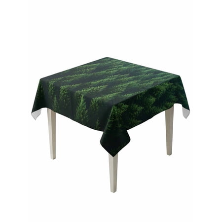 Green Forest Table Cloth 60x60 Inch Square Pine Trees Forest Landscape Art Summer Waterproof Tablecloth Washable Table Cover for Party Picnic Dinner Decor