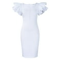 thumbnail image 2 of Women's Cocktail Dresses V Neck Wedding Guest Dress Ruffle Sleeve Party Dresses, 2 of 8