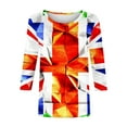 thumbnail image 4 of LYEAA Women 3/4 Sleeve UK Flag Print Shirt, Round Neck Casual Summer Tops, Comfortable Stretchy Fabric Blouse for Beach Vacation Daily Outfits Blue XXL, 4 of 5
