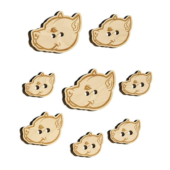 American Pit Bull Terrier Dog Head Wood Buttons for Crochet Knitting Sewing DIY Craft - 1.00 Inch Medium (7pcs)